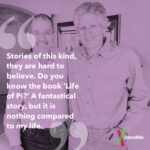 A photo of brothers who found each other using 23andMe with a quote that says "Stories of this kind, they are hard to believe…”
