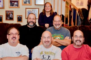 Stephen, second row on the right, with his new found siblings.
